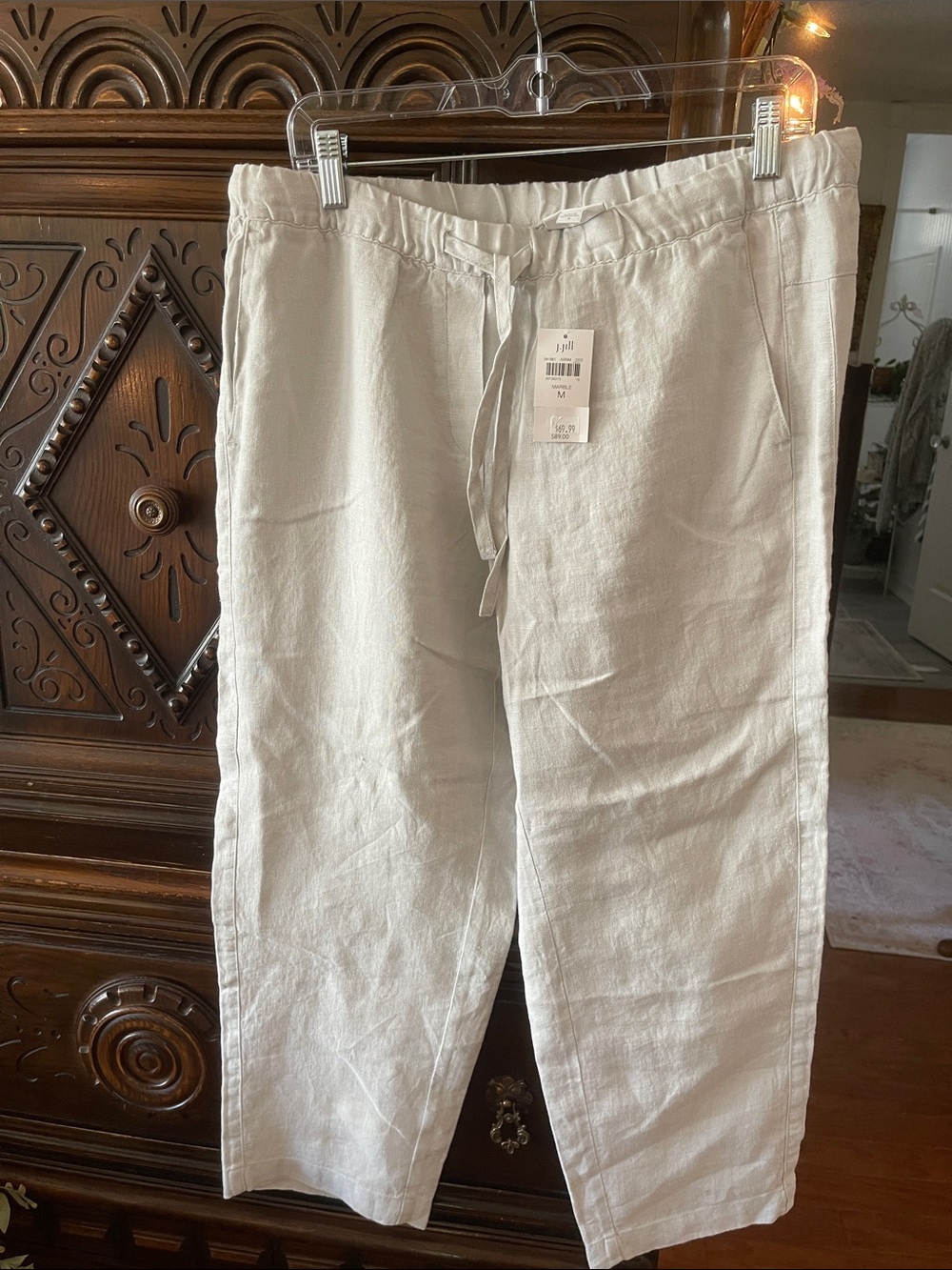 J. Jill (Pure Jill) Marble (silver) Drawstring Linen casual summer pants